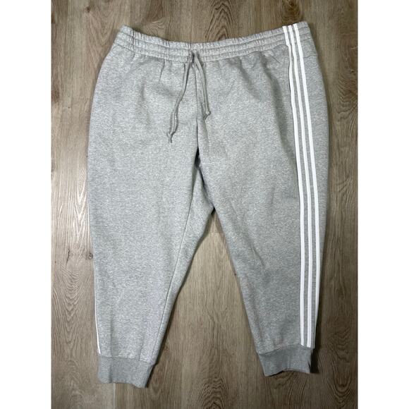 Adidas Men’s 4X Gray Fleece Joggers Pants Slim Fit Stretch Striped Athletic NWT - Picture 2 of 11